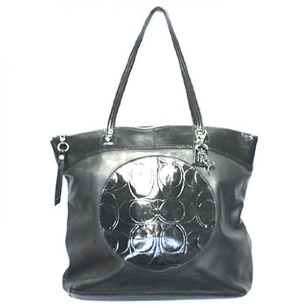 coach black leather tote bag