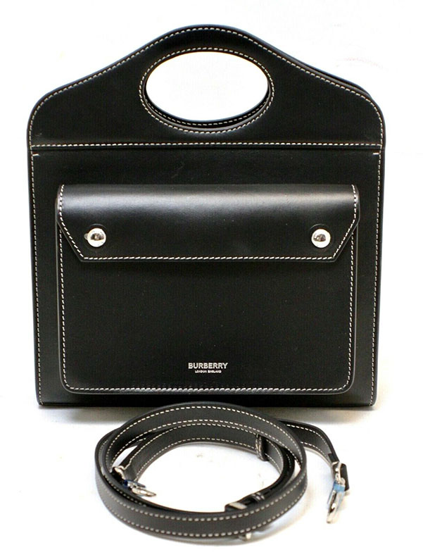 Burberry Black Mini Leather Pocket Shoulder Handbag - GemandLoan