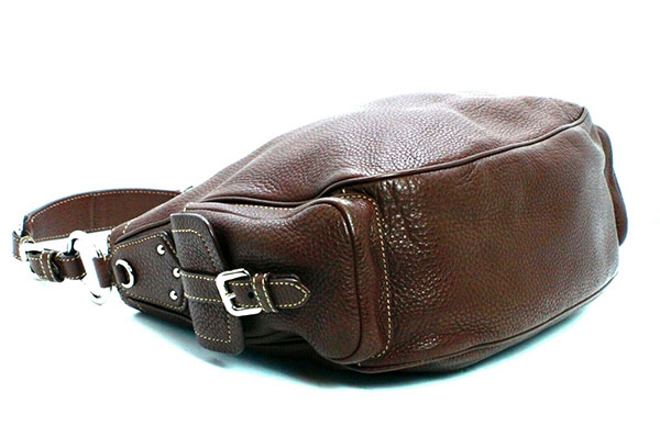 Prada - Double Pocket Leather Small Shoulder Bag Brown