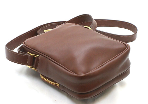Tom Ford Brown Leather Messenger Crossbody Shoulder Bag for Men - GemandLoan