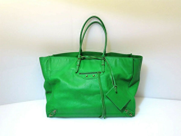 Papier leather tote Balenciaga Green in Leather - 36915266