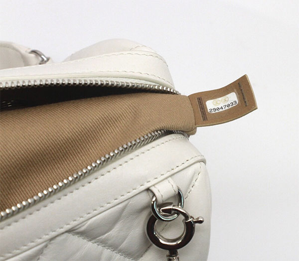 Chanel White Leather Luxe Ligne Medium Bowler Bag - Yoogi's Closet