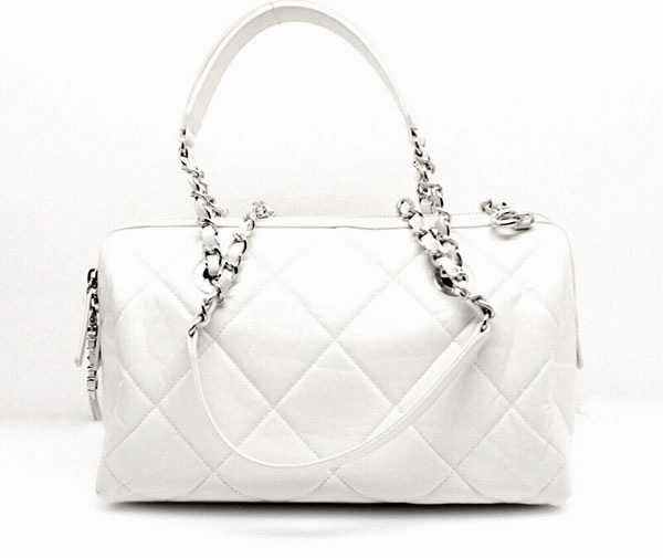 Sell Chanel CC Iridencent Calfskin Chic Quilt Bowling Bag - White