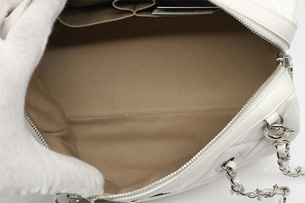 Chanel White Quilted Calfskin Small Gabrielle Hobo Bag Gold And