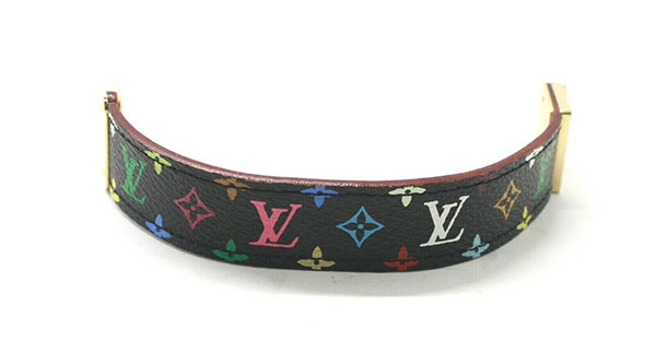 Rare Louis Vuitton Black Lv Murakami Leather Takashi Bracelet
