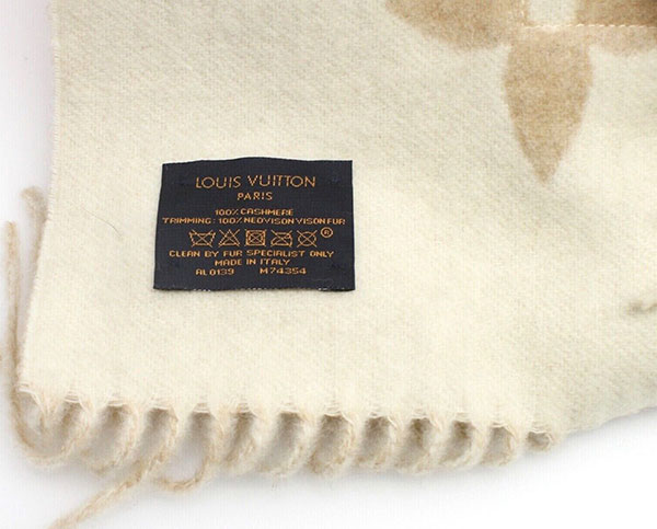 Used] Louis Vuitton Muffler Wool Cashmere Escharp Trunk Stamps