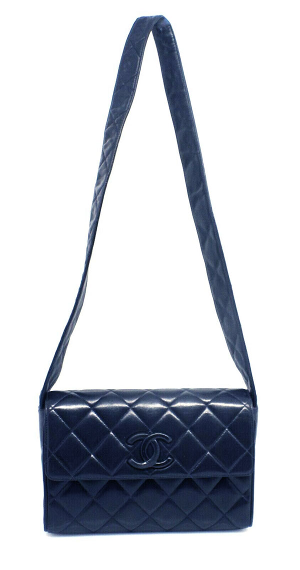Chanel Blue Quilted Leather CC Crossbody Bag Chanel